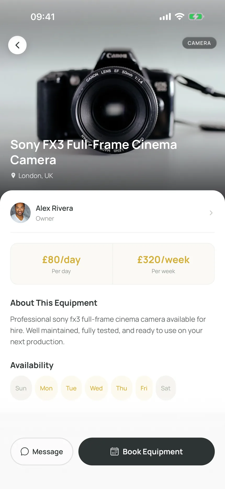 Kreatex app: Rent the gear